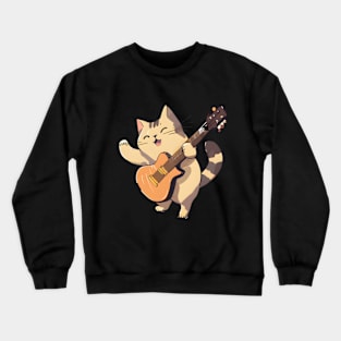 Cat Playing Guitar Crewneck Sweatshirt